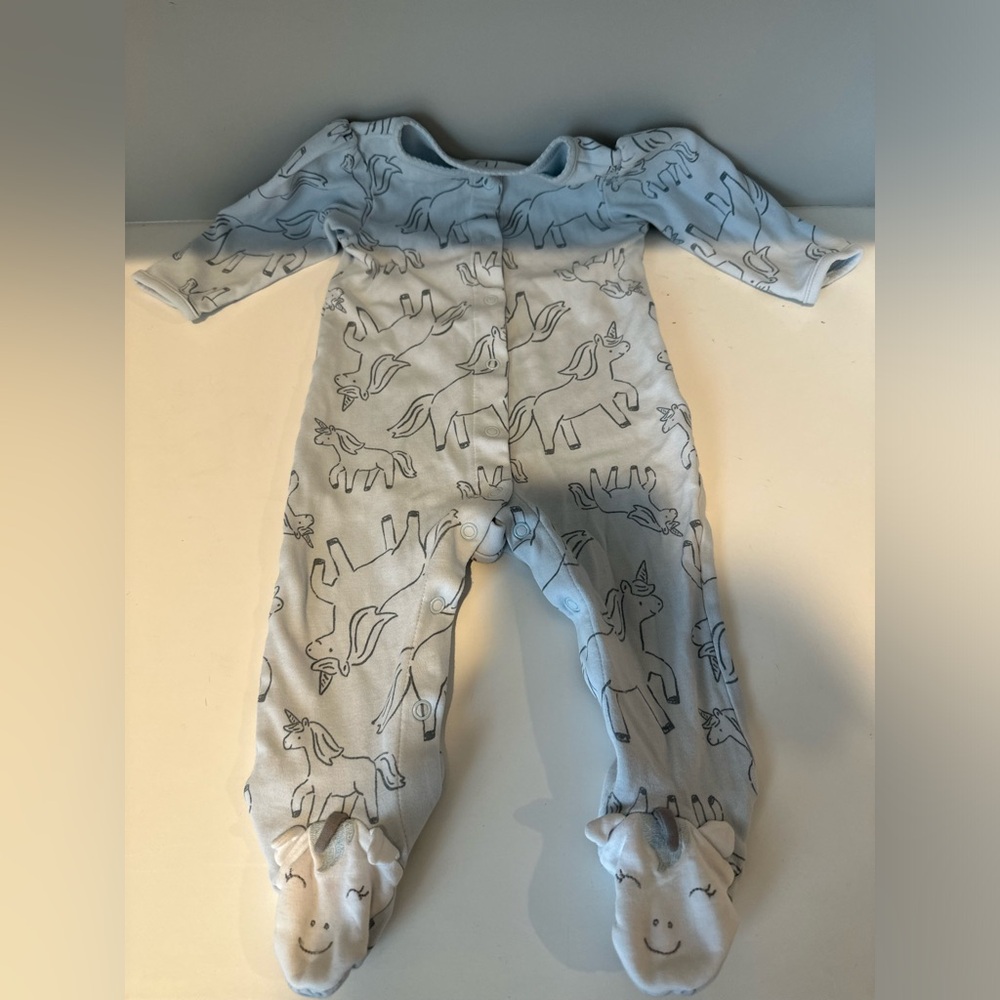 Carter’s 6-9 Months Baby Girl Light Blue Unicorn Footie Pajama Sleeper